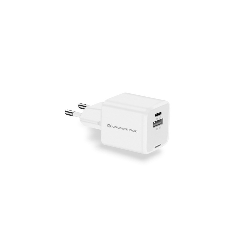 CONCEPTRONIC ALTHEA15W - CHARGER 2-PORT 20W GAN USB-C X 1, USB-A X 1, QC 3.0, PPS, WHITE
