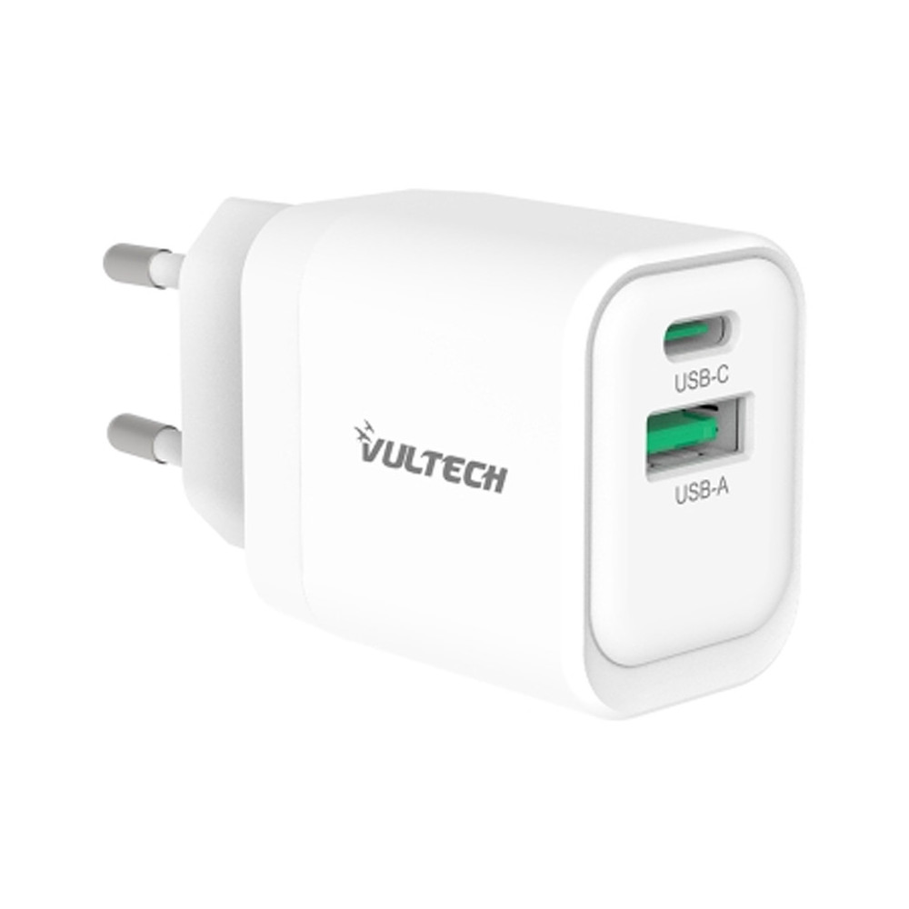 VULTECH CC33-1C1A - CARICATORE UNIVERSALE 1 PT USB-C + 1 PT USB-A GAN 33W