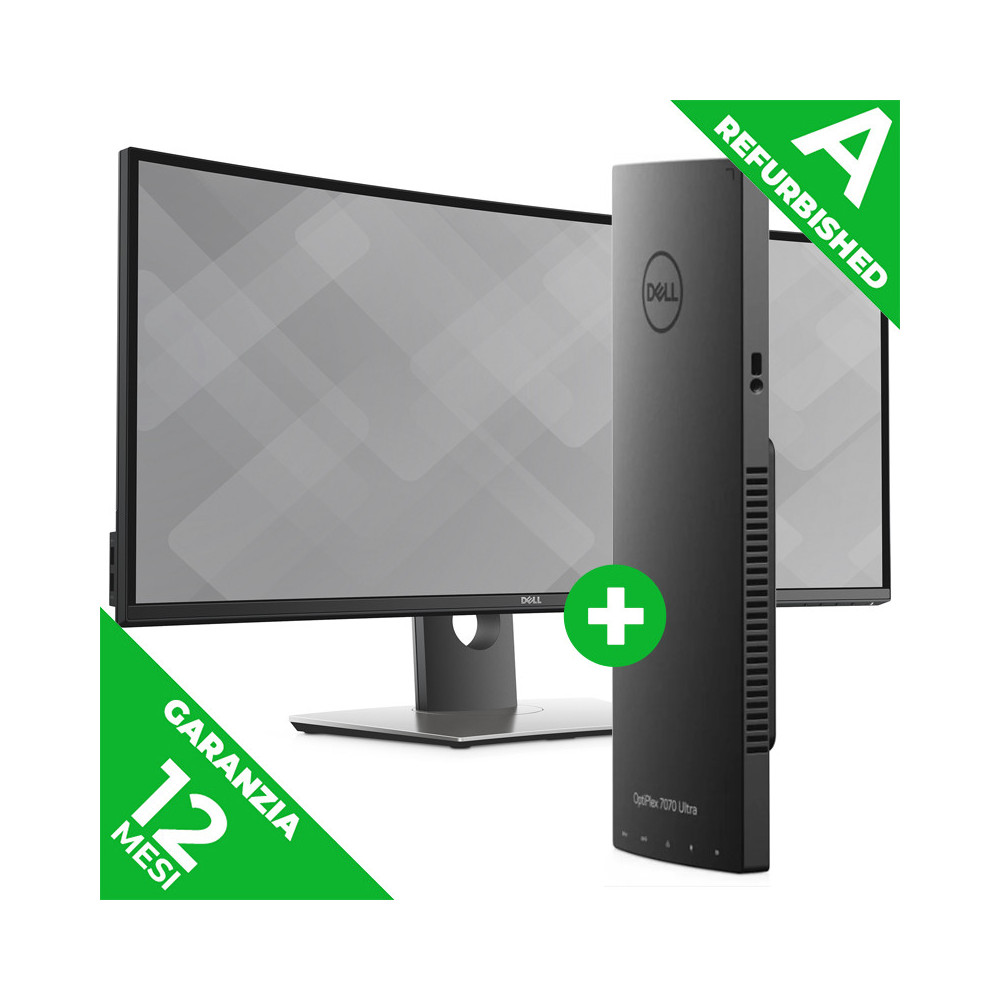 DELL OPTIPLEX 7070 ULTRA (REFURBISHED) - DESKTOP MINI PC - CPU INTEL i7 G8 - RAM 8GB - SSD 256GB - W11P - 1Y + DELL ULTRASHARP