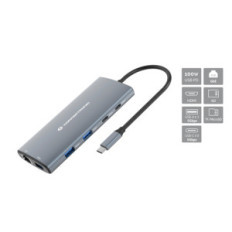 CONCEPTRONIC DONN06G - DOCKING STATION 10-IN-1 USB-C (M) / USB 3.2, HDMI, USB PD DA 100 W, USB-C 5 GBPS X 2, USB-A 5 GBPS X 3,