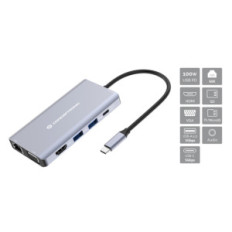 CONCEPTRONIC DONN20G - DOCKING STATION 10-IN-1 USB-C (M) 3.2 / HDMI, VGA, USB-A 5GBPS, USB-C 5GBPS, SD, TF/MICROSD, AUDIO, GBE,