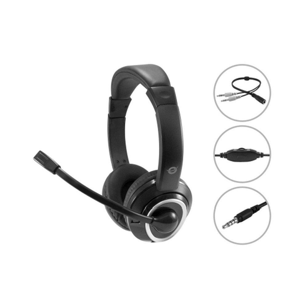 CONCEPTRONIC POLONA02BA - CUFFIE OVEREAR - MICROFONO - CONTROLLO VOLUME - JACK 3.5 + SPLIT CABLE