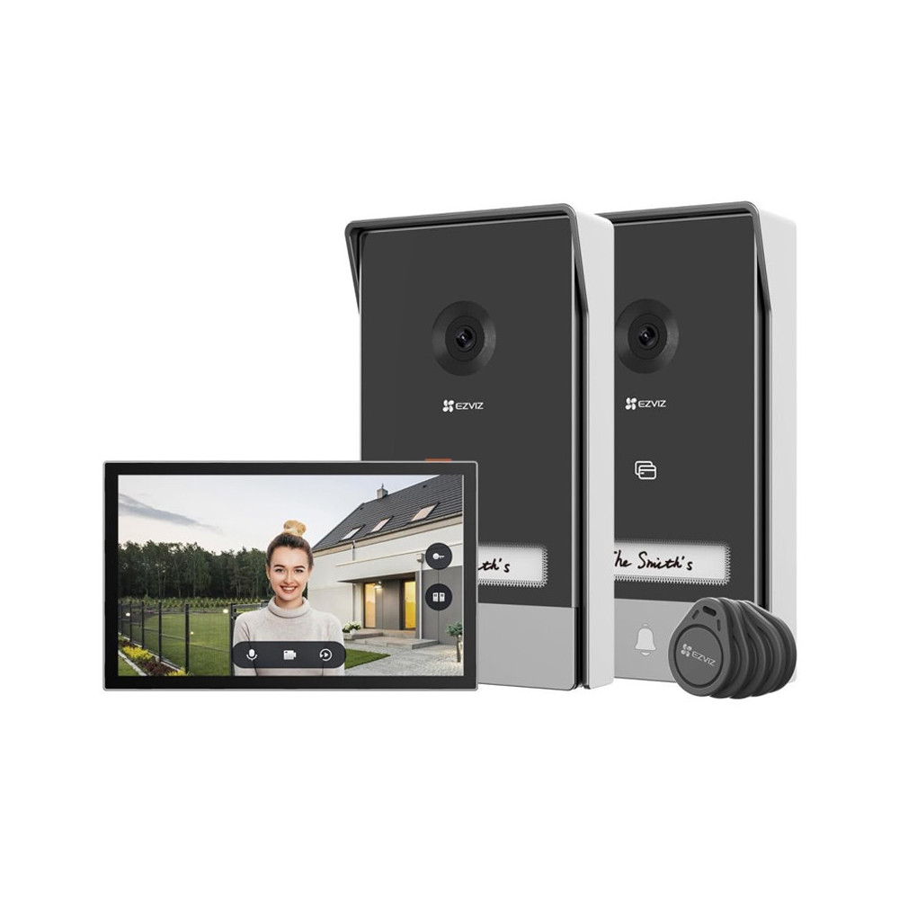 EZVIZ HP7 2-ENTRY KIT - VIDEOCITOFONO CON DOPPIA ENTRATA - 1 SCHERMO TOUCH 7" 2K - 2 DOORBELLS CONTROLLO REMOTO - RILEVAMENTO