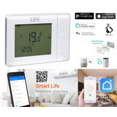 Cronotermostato programmabile 5+2 , 6+1, 7,  Wireless 2,4GHz , 230V App "Smart Life"