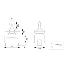 INTERRUTTORE A LEVA 15A ON-OFF TERMINALI FASTON 6,3mm