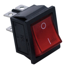 Interruttore Bipolare Luminoso ROSSO 0-1 15A 250V a bilanciere, foro 22x30mm