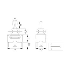 DEVIATORE A LEVA 15A ON-OFF-ON TERMINALI A FASTON 6,3mm