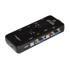 SWITCH KVM MANUALE PER 4 PC USB/VGA CON 1 MOUSE, 1 TASTIERA USB E 1 MONITOR VGA CON CAVI INCLUSI
