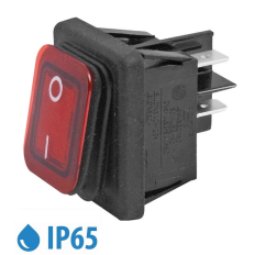 INTERRUTTORE BIPOLARE LUMINOSO ROSSO, RESISTENTE ALL’ACQUA, DA INCASSO, 220V