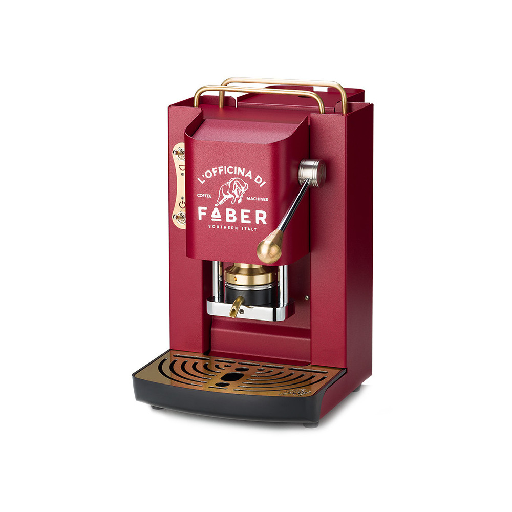 FABER PRO DELUXE ROSSO CILIEGIA - MACCHINA PER CAFFE'' - PRESSACIALDA IN OTTONE - ELETTROVALVOLA E TERMOSTATO 95 - TELAIO IN