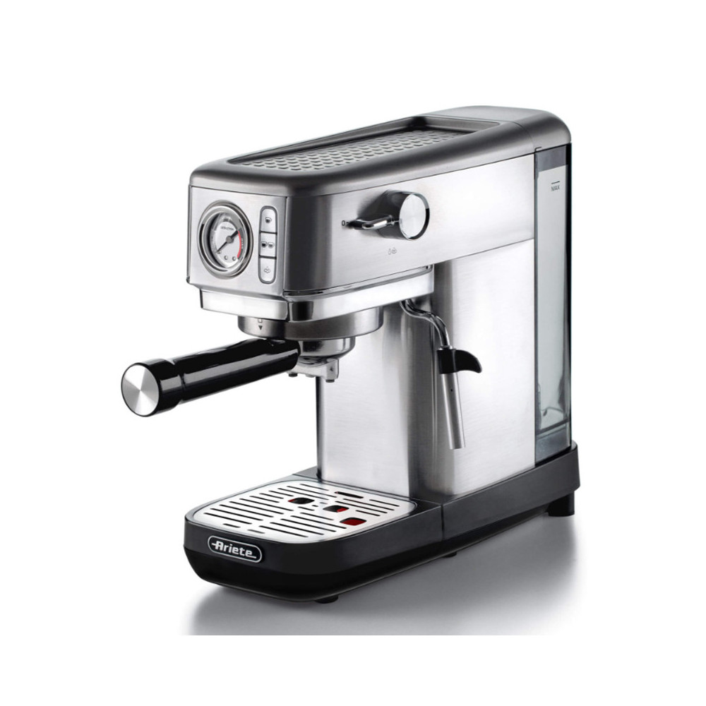 ARIETE METAL CON MANOMETRO (1381/10) - MACCHINA PER CAFFE'' ESPRESSO - POLVERE E CIALDE - 1 O 2 TAZZE - CAPPUCCINATORE -