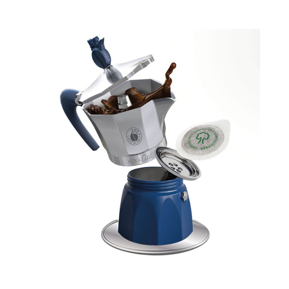 CAFFE'' BORBONE MOKACIAO - CAFFETTIERA MOKA A CIALDE 44MM CON PIATTINO INDUZIONE - FINO A 3 CAFFE'' CON UNA CIALDA - 15 CIALDE