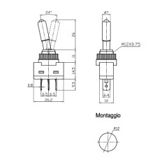 Interruttore luminoso a leva, LED ROSSO 12V ON-OFF 3 pin