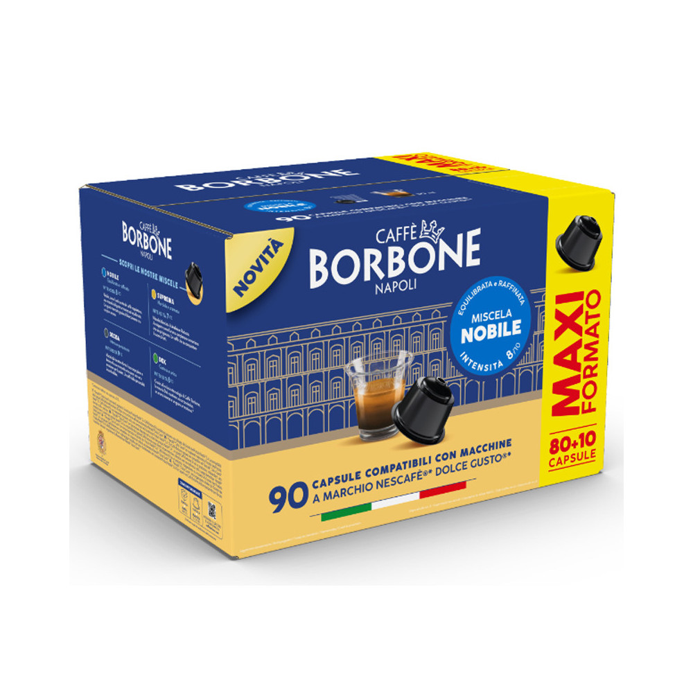 CAFFE'' BORBONE MISCELA NOBILE (BLU) - BOX 90 CAPSULE COMPATIBILI NESCAFE'' DOLCE GUSTO