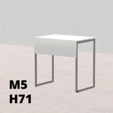 TAVOLO PINO R 50x70cm H71cm, struttura grigia con ruote, piano in melamina bianco T.TRPR.M.5070.M5rGC.BB