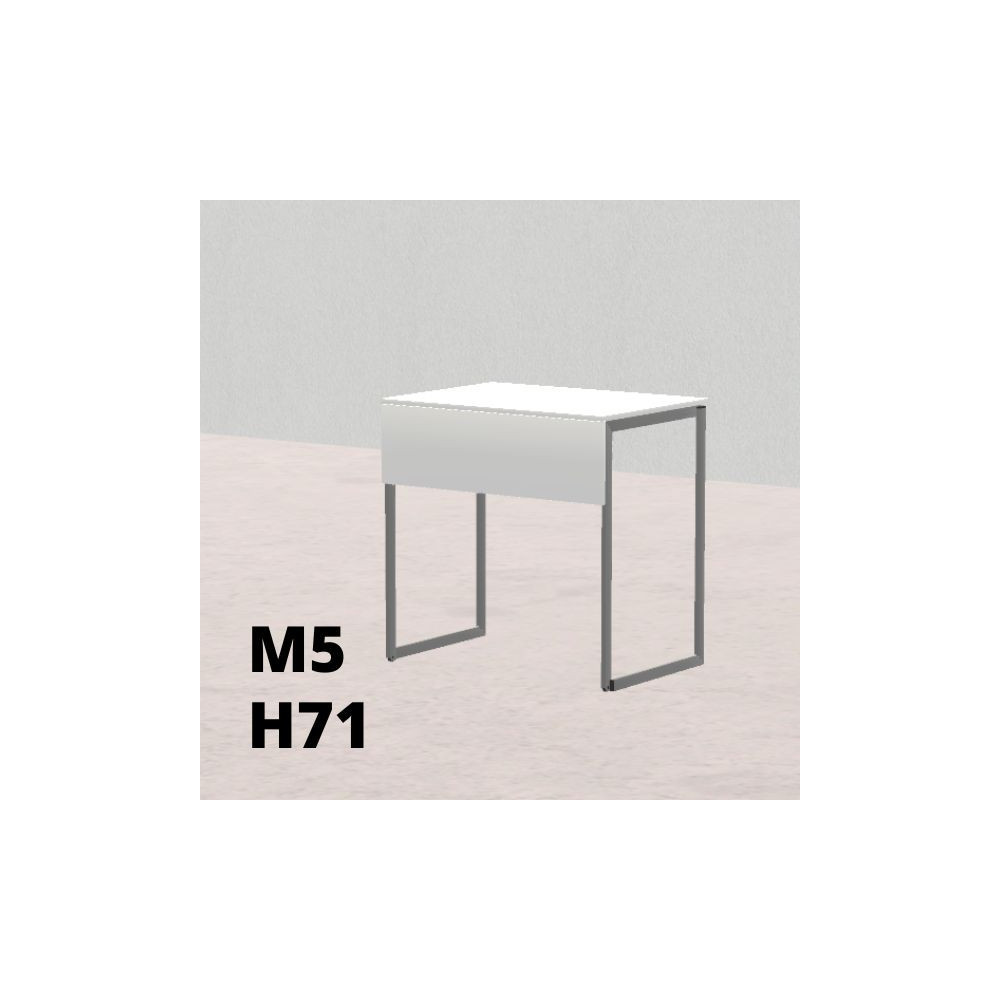 TAVOLO PINO R 50x70cm H71cm, struttura grigia con ruote, piano in melamina bianco T.TRPR.M.5070.M5rGC.BB