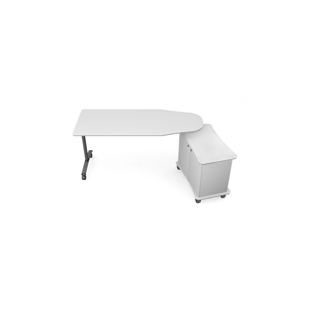 CATTEDRA MODELLO ROVERE 170x70cm h 76,5 cm, struttura con ruote e cassettiera, piano melamina bianco T.CTD.M6.M.17070.BB