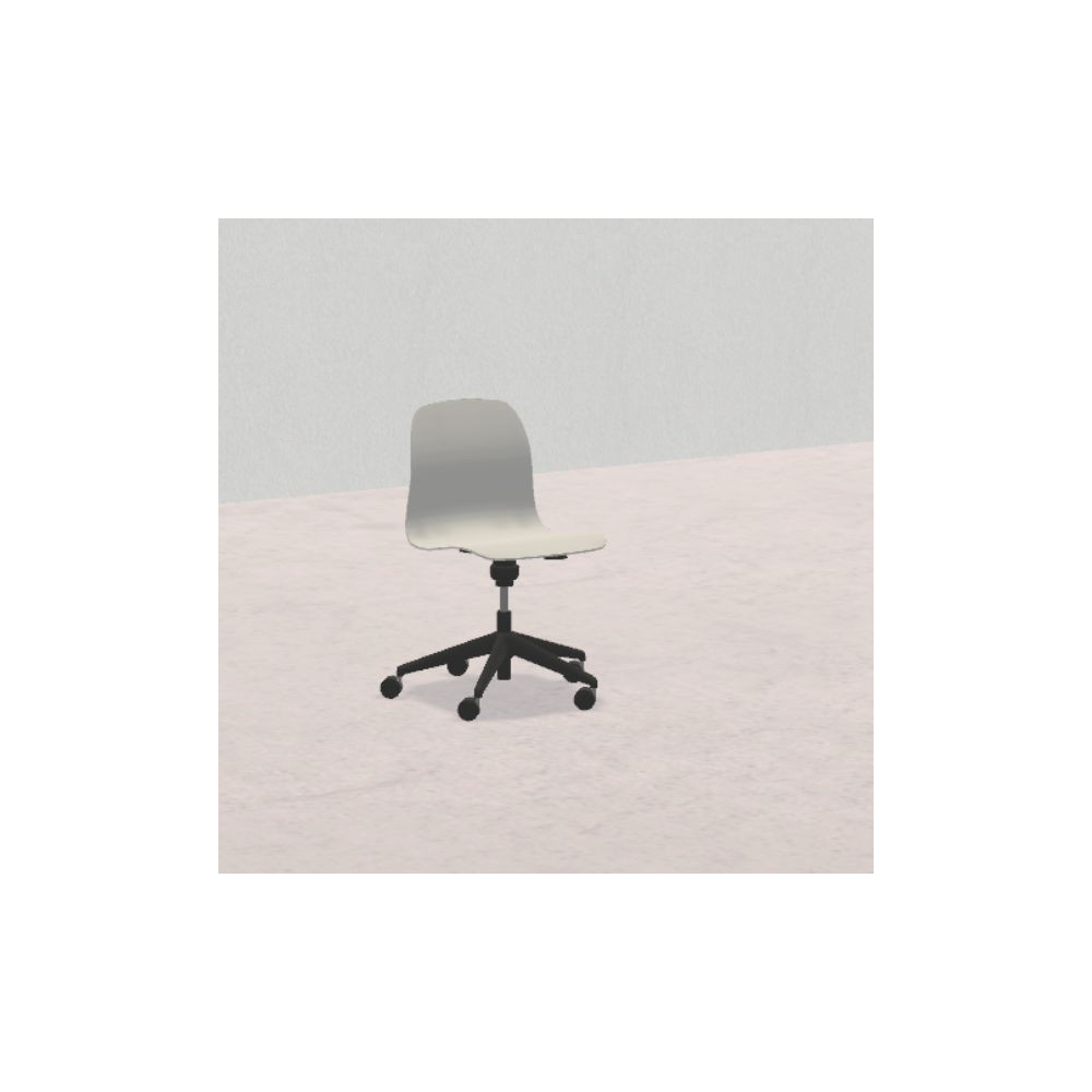 SEDIA PIOPPO Hda 38 a 46cm, struttura nera con ruote, scocca grigio chiaro SD.GIRO.5r.GC