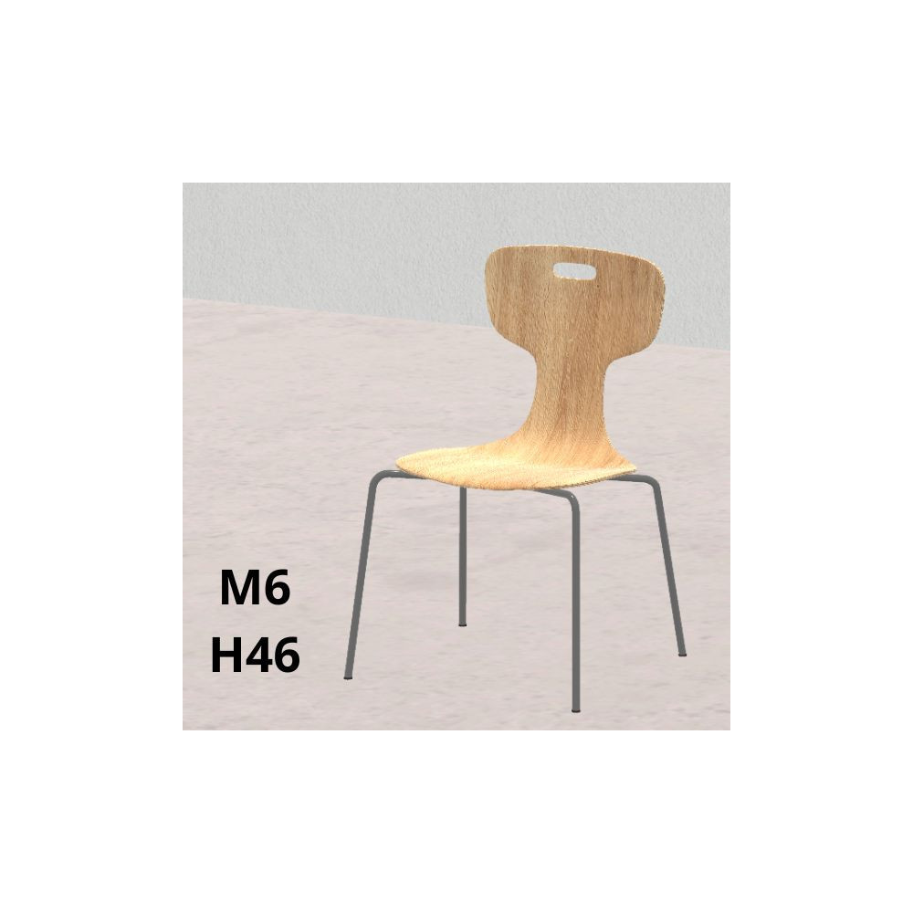 SEDIA GIGLIO Wood finitura legno H 46cm, scocca legno, gambe grigie SD.FLEXW.4GF.M6GC.L