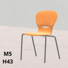 Sedia GINKGO arancio H 43cm, scocca polipropilene riciclato, gambe grigie SD.GK+.4GF.M5.AR