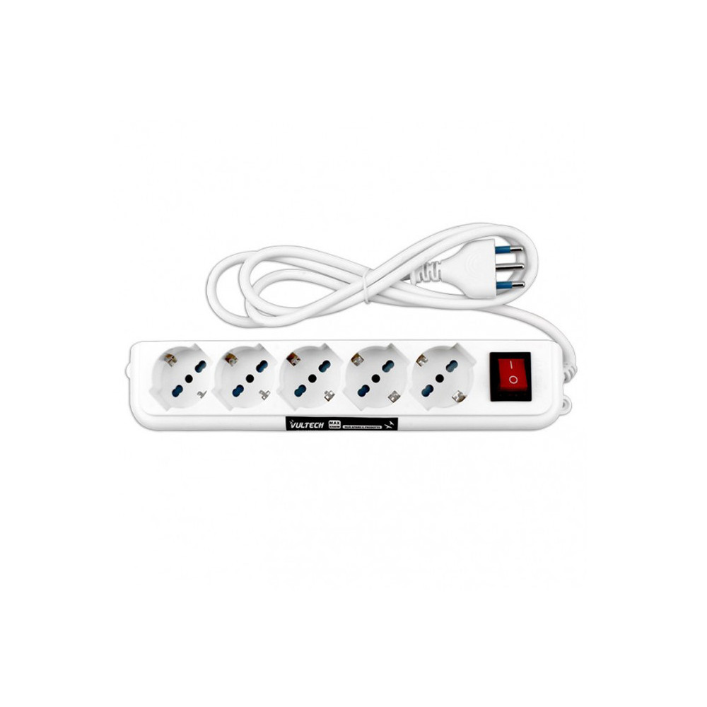 VULTECH MU-01 - MULTIPRESA BIPASSO 5 INGRESSI CON TASTO ON/OFF