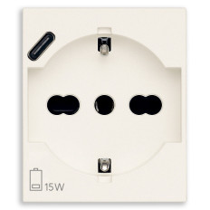 30210.USBB Vimar LINEA Presa SCHUKO 2P+T 16A universale + USB C, bianco, 2 moduli
