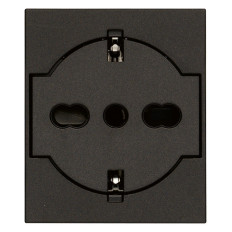 30211.G Vimar LINEA Presa SCHUKO 2P+T P40 universale a filo, nero, 2 moduli