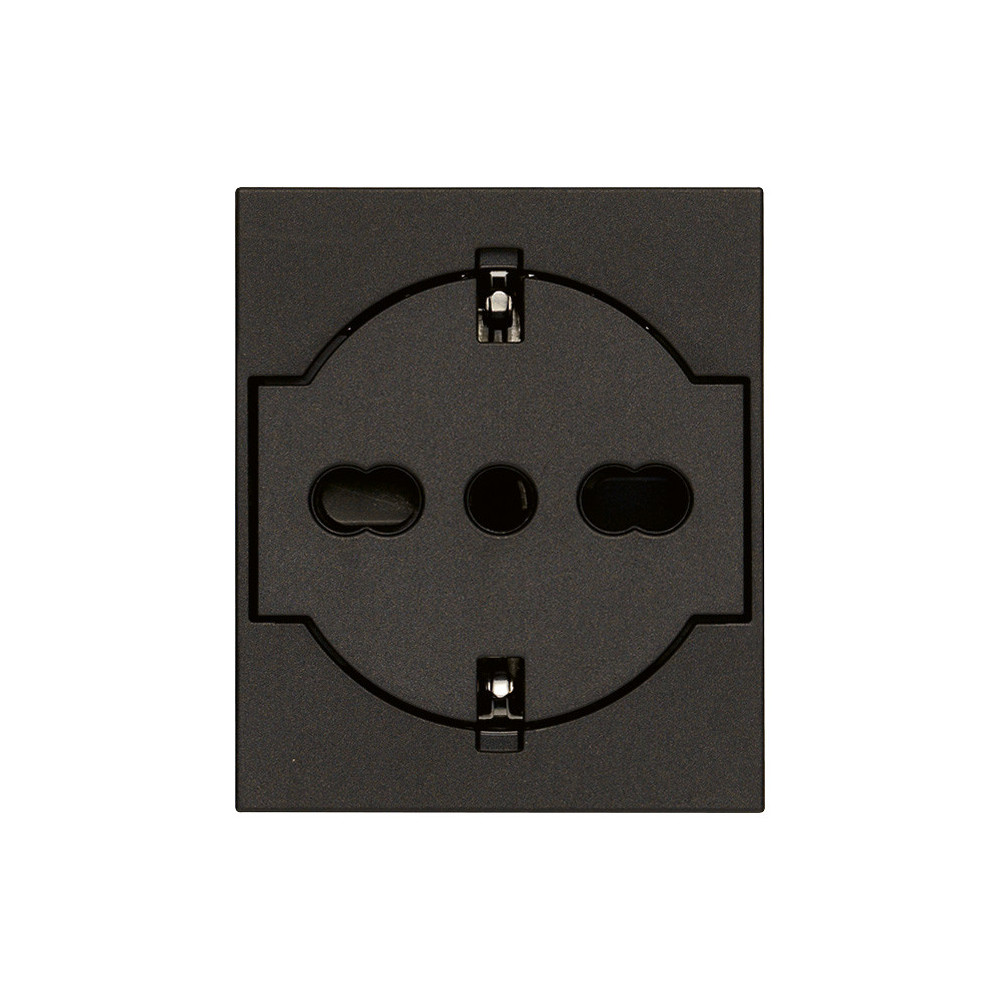 30211.G Vimar LINEA Presa SCHUKO 2P+T P40 universale a filo, nero, 2 moduli