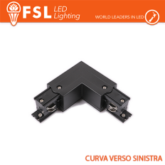FSL Connettore Forma L sinistra per Binario Trifase - Colore NERO