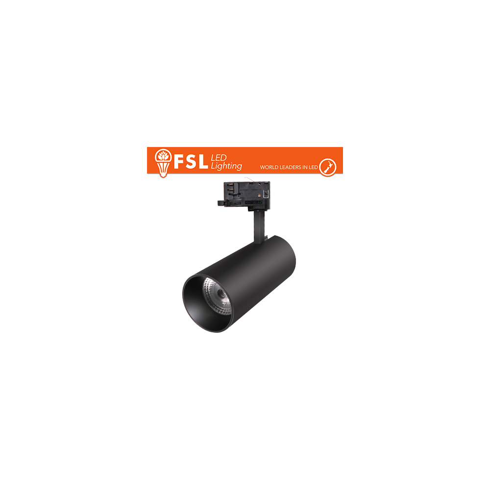 FSL Proiettore a Binario Trifase NERO - 3white 3000-4000-6500k, 30w, 3500lm