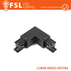 FSL Connettore Forma L destra per Binario Trifase - Colore NERO