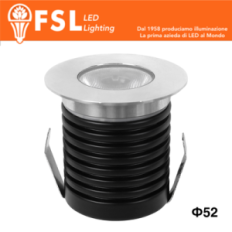 FSL POLARIS Punto luce LED da incasso impermeabile 5W 3000K IP65, 400lm, CRI≥90, Foro Φ45mm, DC24V Calpestabile