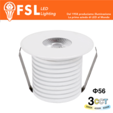 FSL VEGA Punto luce LED da incasso 3W 3CCT IP20, 255lm, CRI≥90, Foro Φ58mm