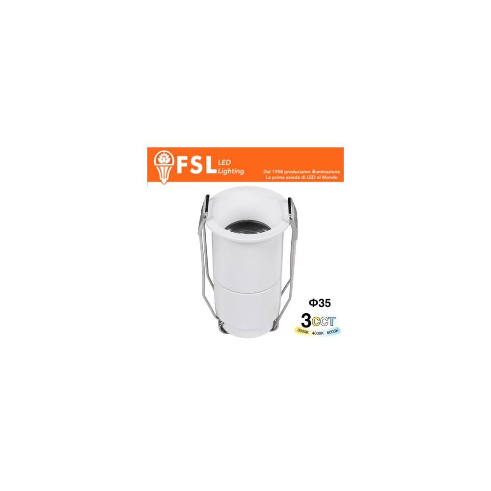 FSL ALTAIR Micro Punto luce LED da incasso 3W 3CCT IP20, 255lm, CRI≥90, Foro Φ31mm