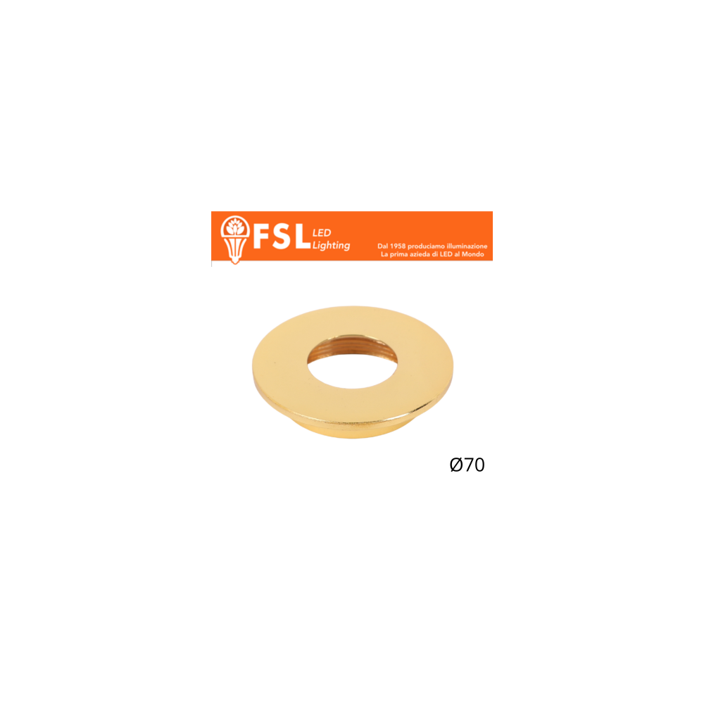 FSL VEGA Cover piatta sostitutiva Ø70mm Oro per punto luce FLM32IP20‑7W