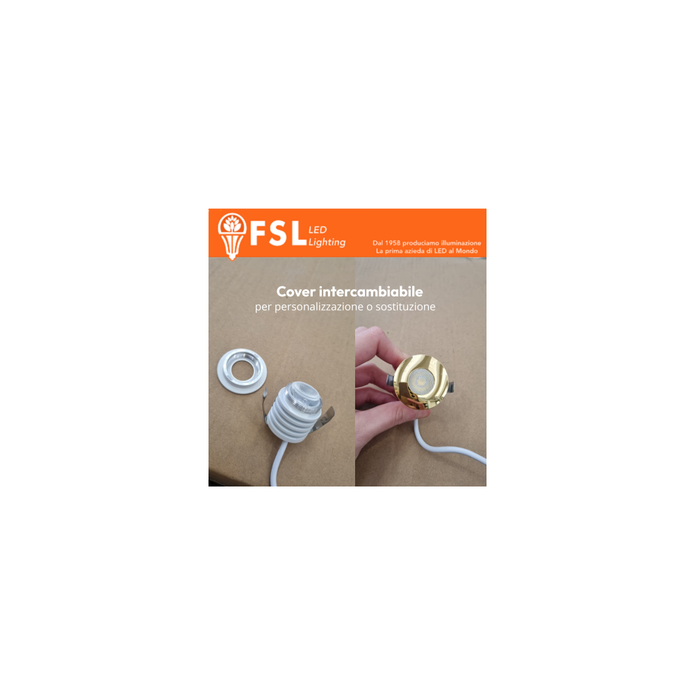 FSL VEGA Cover curva sostitutiva Ø37mm Nichel Satinato per punto luce FLM32IP20‑1W