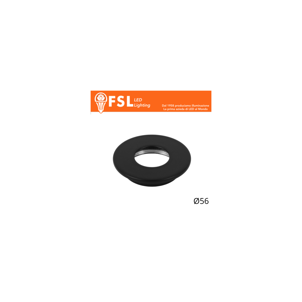 FSL VEGA Cover piatta sostitutiva Ø56mm Nero per punto luce FLM32IP20‑3W