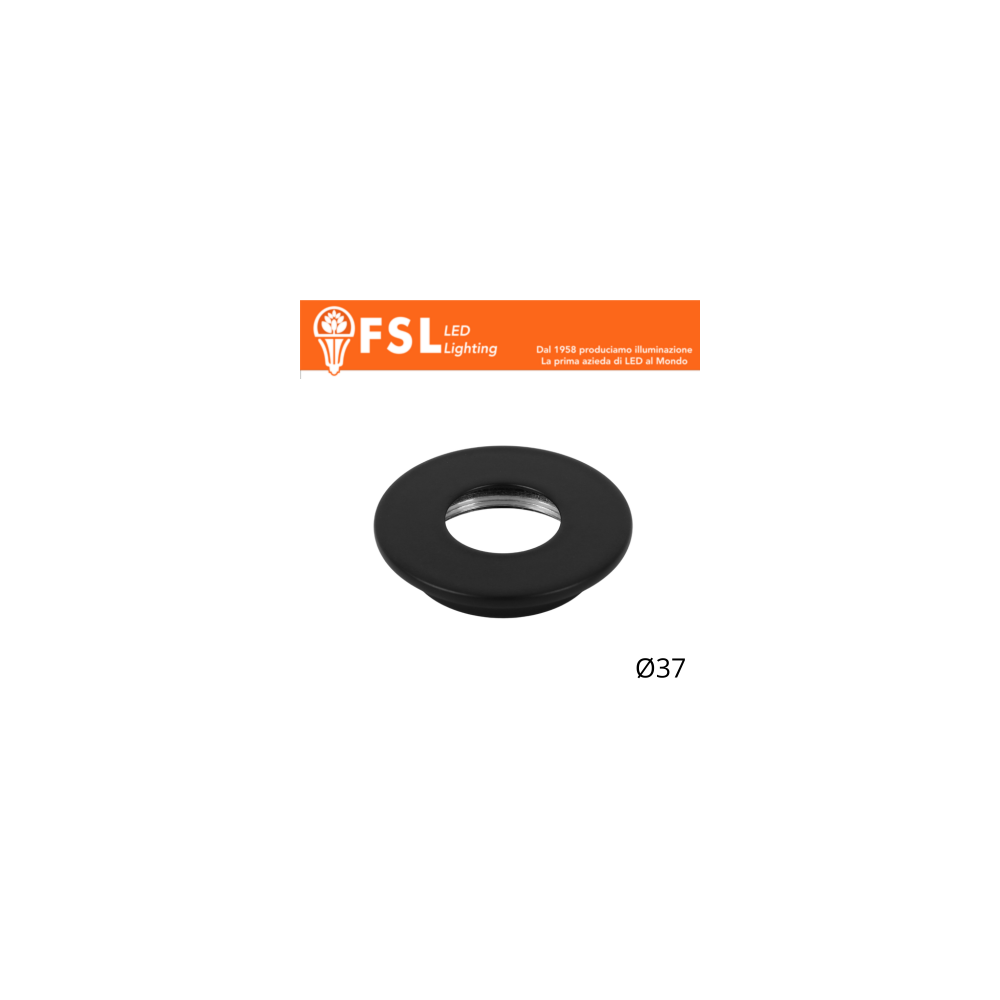 FSL VEGA Cover piatta sostitutiva Ø37mm Nero per punto luce FLM32IP20‑1W