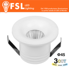 FSL ORION Punto luce LED da incasso anti‑abbagliamento 4W 3CCT IP20, 340lm, CRI≥90, Foro Φ37mm