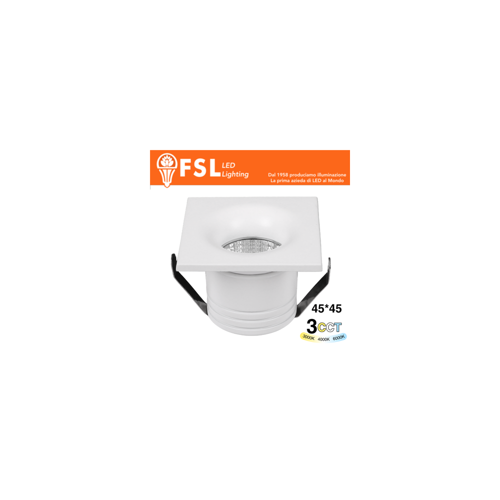 ORION - Punto luce LED Ottica arretrata QUADRATO - 4W 3CCT 45*45*36mm -Eaglerise