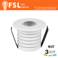 FSL VEGA Punto luce LED da incasso 1W 3CCT IP20, 85lm, CRI≥90, Foro Φ35mm