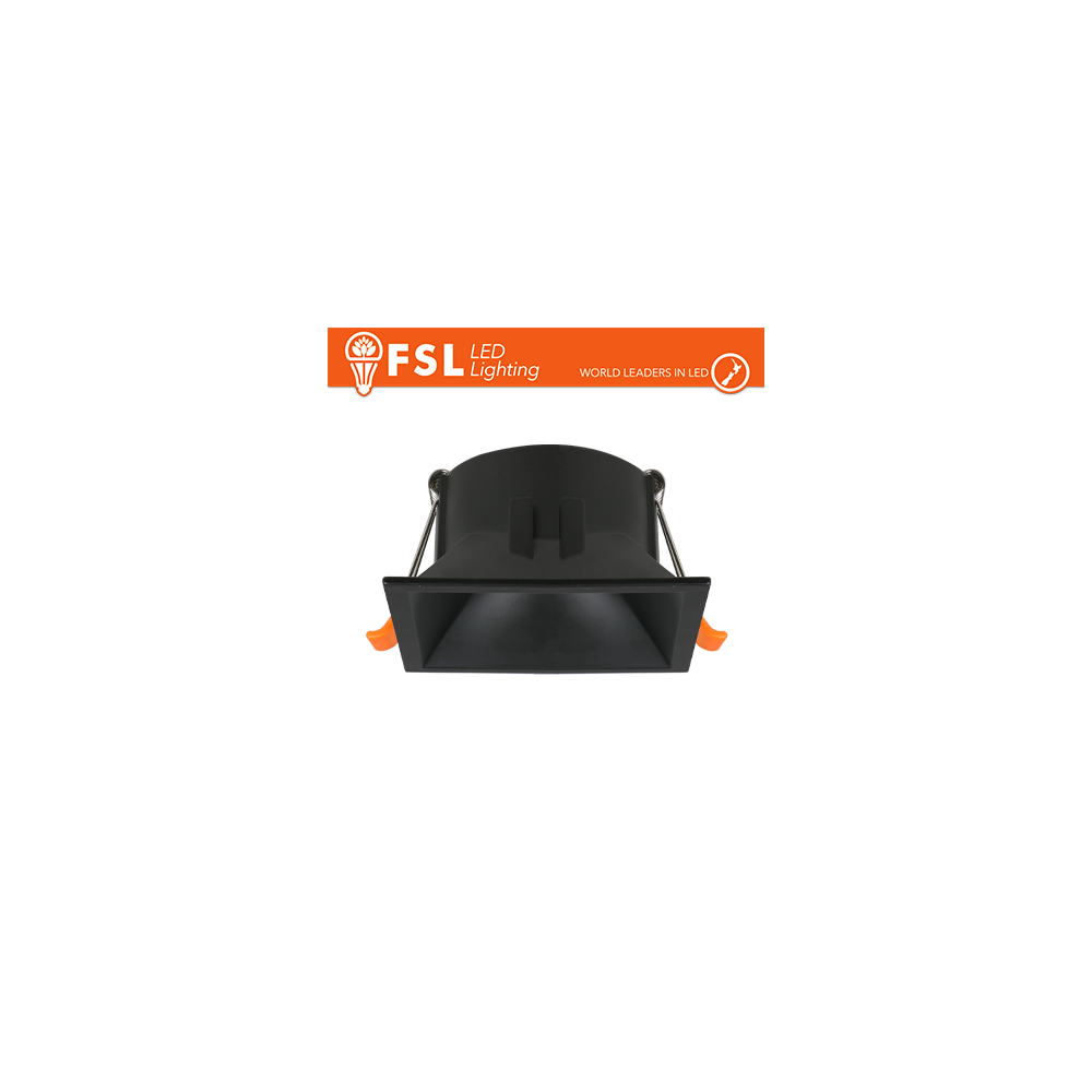Portafaretto Downlight Quadrato Orientabile GU10/MR16 Foro 80 × 80 mm Nero