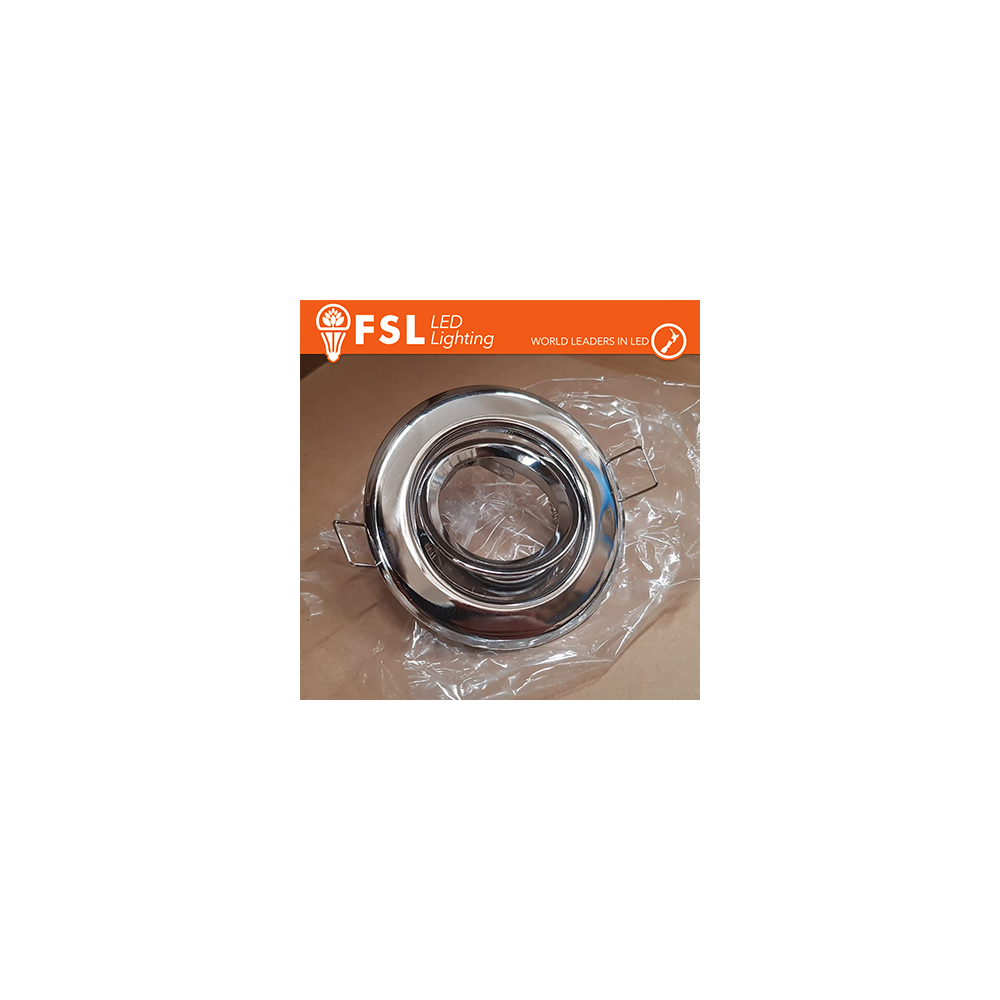 Portafaretto Downlight Circolare Orientabile GU10/MR16 Foro Ø70 mm Cromo