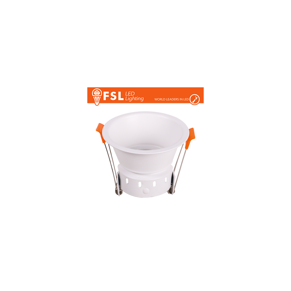 Portafaretto Downlight Circolare Fisso con Corpo Ventilato GU10/MR16 Foro Ø75 mm Bianco