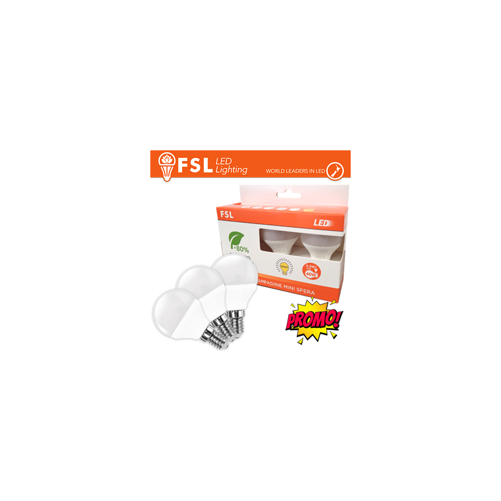 Lampada Mini Sfera E14: Confezione PROMO 3PACK - 6W 4000K