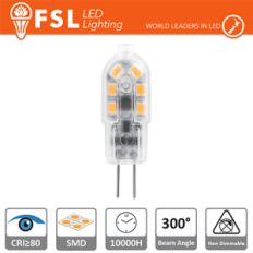 G4 - 1.5W 3000K 120LM superiore a 300º 39x12x10mm CRI80 DC-12V