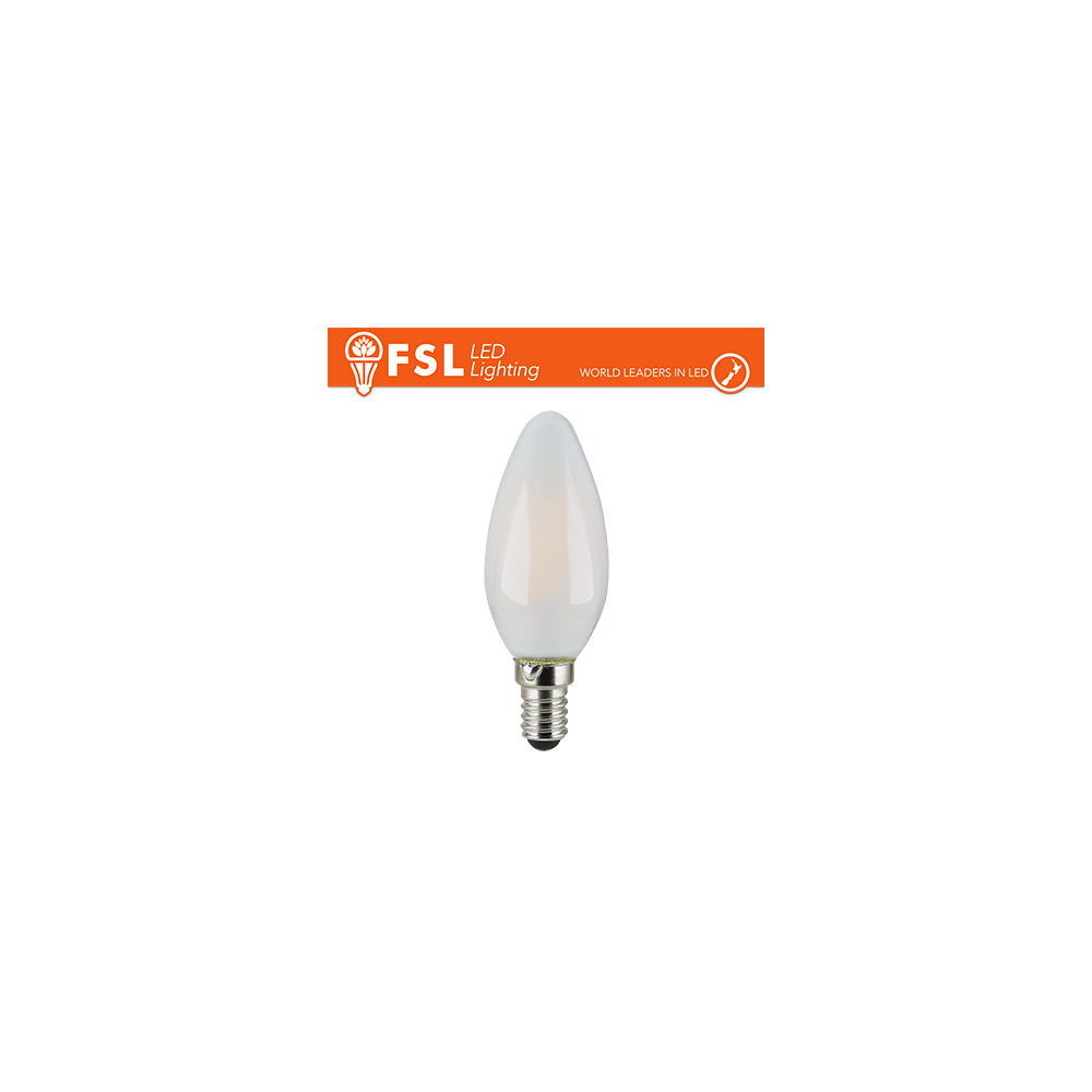 FSL Lampadina candela filamento opale forma oliva 7W‑4000K E14