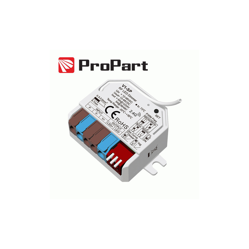 Controller Dimmer LED Monocolore RF 12-48V Push DIM 6A Compatibile con Telecomando 2.4G RF