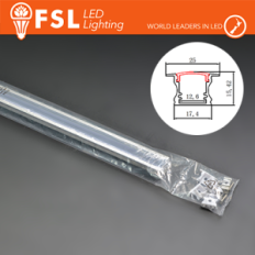 FSL Kit profilo alluminio Incasso 6063 2m Argento con cover opale per installazione ad incasso cartongesso