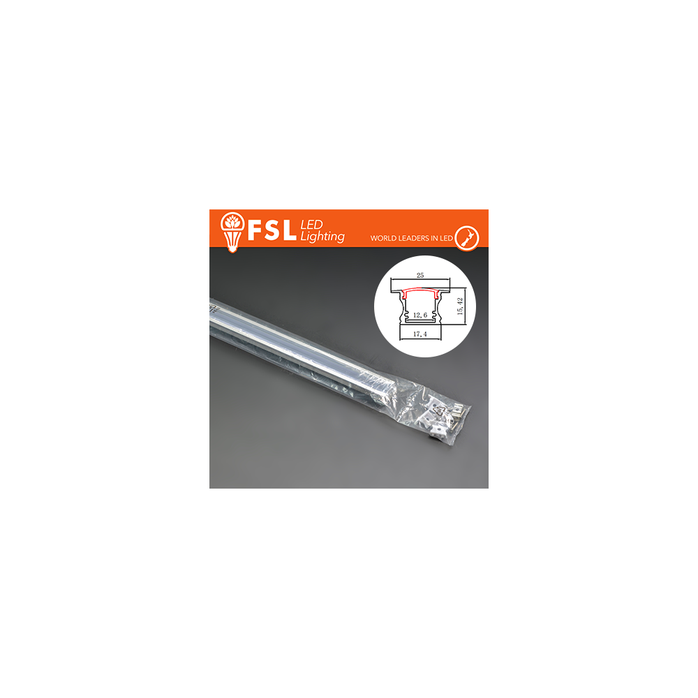 FSL Kit profilo alluminio Incasso 6063 2m Argento con cover opale per installazione ad incasso cartongesso